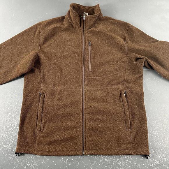 Duluth Trading Jacket Mens Large Brown Park Point Heavy Fleece Full Zip Pockets - Picture 2 of 8